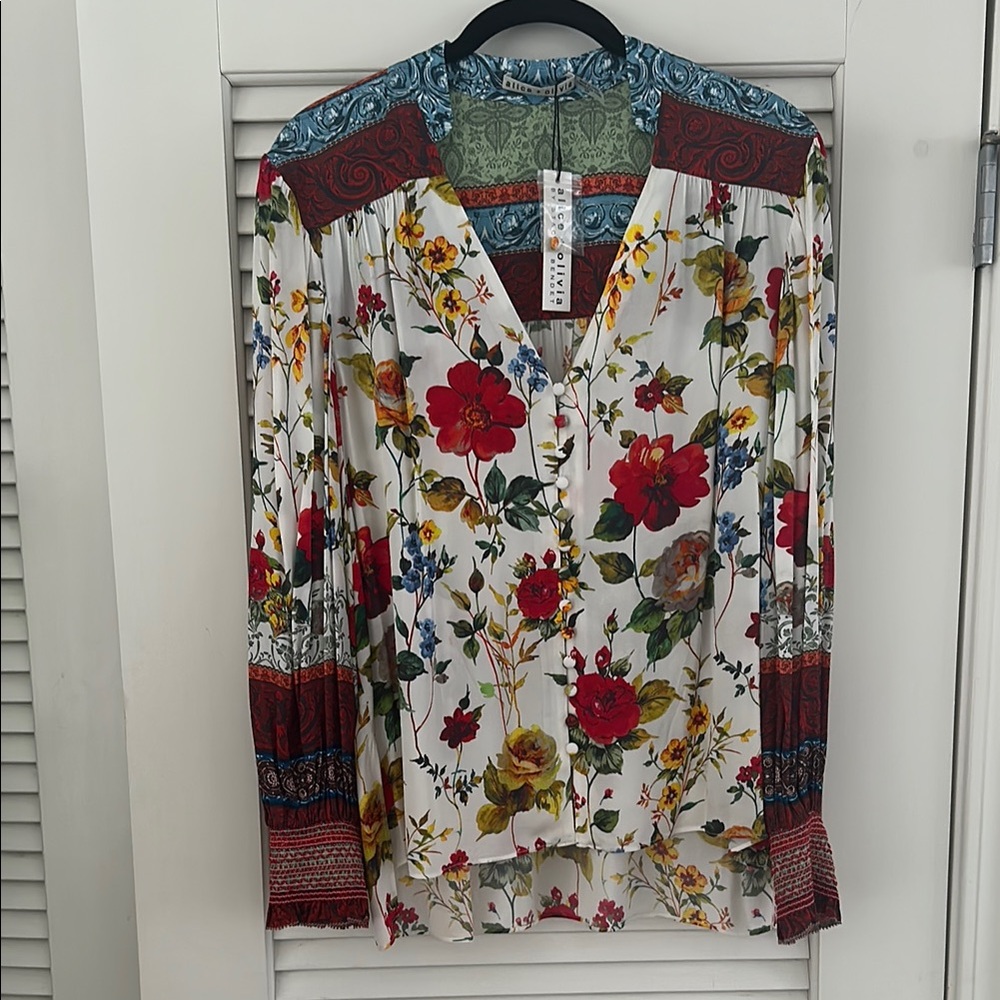 Alice + Olivia - Serena floral print twill blouse